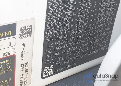 2019 Land Rover Range Rover Velar P340 R-Dynamic Se/P380 R-Dynamic Se from USA, damaged, VIN SALYL2FV2KA207486